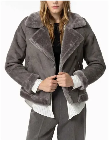 CHAQUETA EFECTO ANTE GRIS TIFFOSI