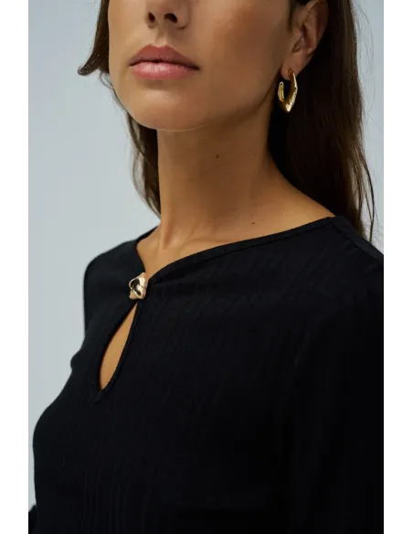 JERSEY DE PUNTO ACANALADO NEGRO SALSA