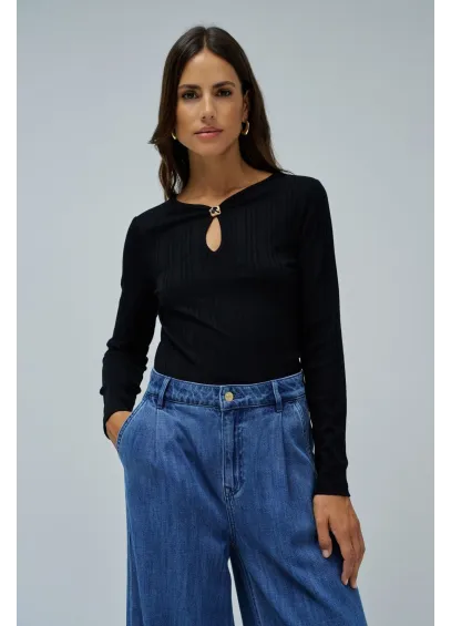 JERSEY DE PUNTO ACANALADO NEGRO SALSA