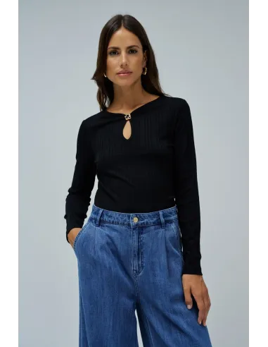 JERSEY DE PUNTO ACANALADO NEGRO SALSA