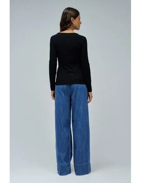 JERSEY DE PUNTO ACANALADO NEGRO SALSA